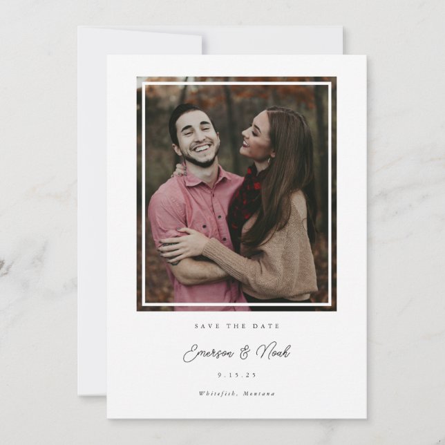 Inside Frame Modern Save the Date Foto Card (Vorderseite)