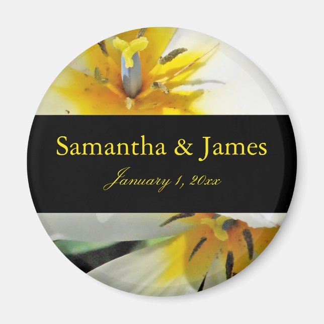 Inside White Lilies Personal Wedding Magnet (Vorne)