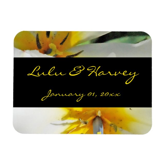 Inside White Lilies Personal Wedding Magnet (Horizontal)