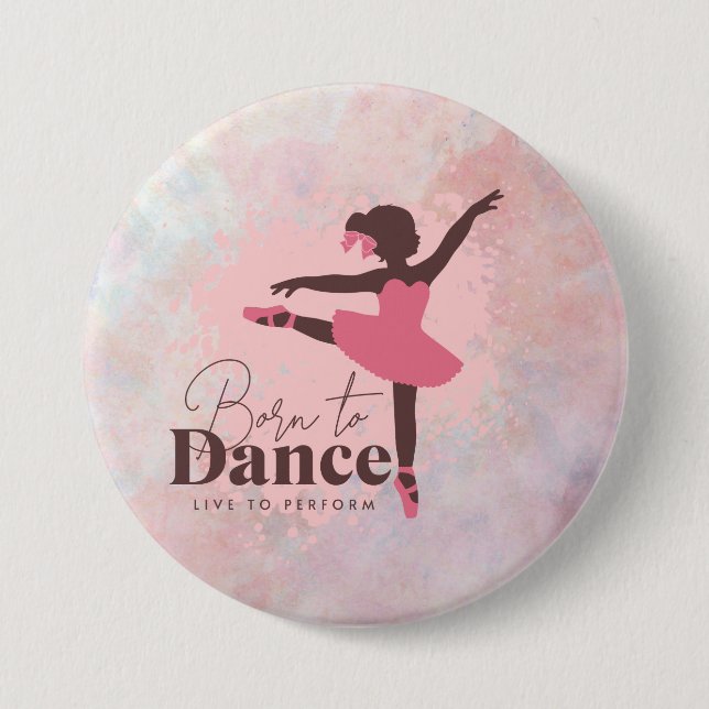 Insigne de danse né | Badge de ventilateur en rose (Devant)