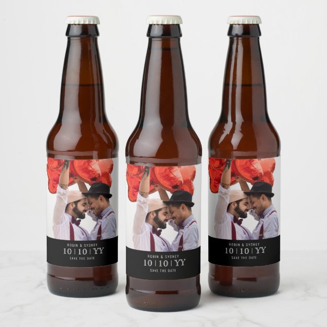 Insigne photo | Enregistrer La Date | Étiquette de (Bouteilles)