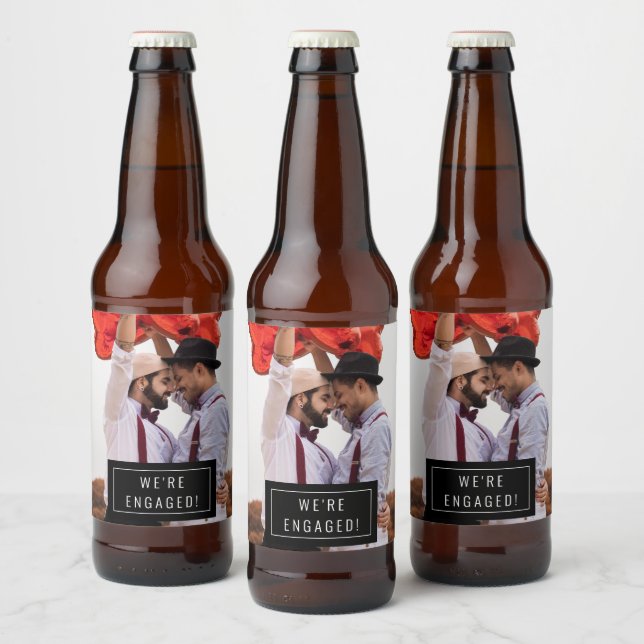 Insigne photo | FAIRE-PART FIANÇAILLES | Étiquette (Bouteilles)