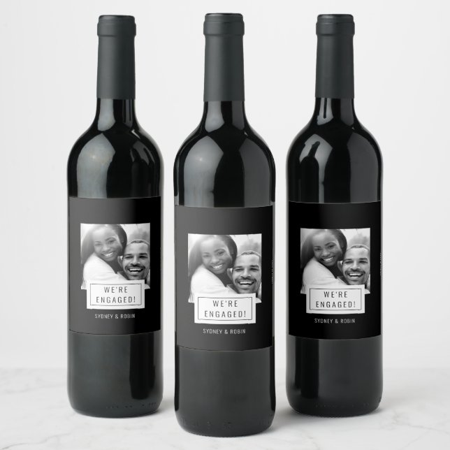 Insigne photo | FAIRE-PART FIANÇAILLES | Étiquette (Bouteilles)