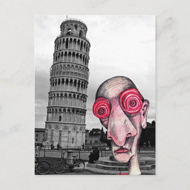 Insomniac besucht "Der schiefe Turm von Pisa" Postkarte (Vorderseite)