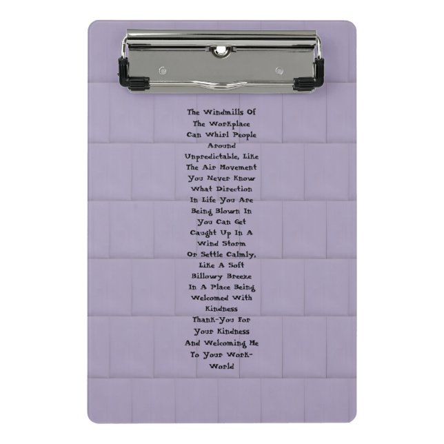 Inspiration am Arbeitsplatz Mini Klemmbrett (Vorderseite)
