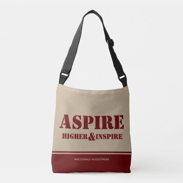 Inspiration ASPIRE HIGHER INSPIRIERTE Burgundy Kha Tragetaschen Mit Langen Trägern (Vorderseite)