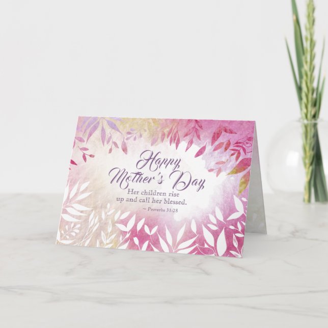 Inspiration Bibel Verse Rosa Blumenmutter Tag Karte (Vorderseite)