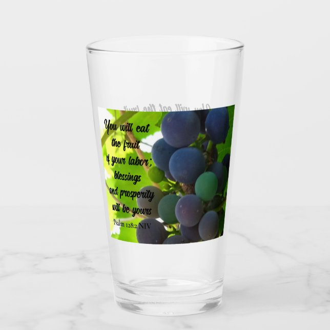 Inspiration Bibel Verse Segnung Lila Trauben Glas (Vorderseite)