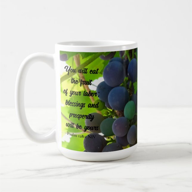 Inspiration Bibel Verse Segnung Lila Trauben Kaffeetasse (Links)