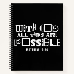 Inspiration Bibel Zitat mit Gott alle Dinge Notizbuch