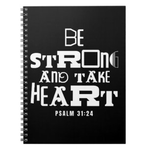 Inspiration Bibel Zitat stark sein und Herz nehmen Notizblock