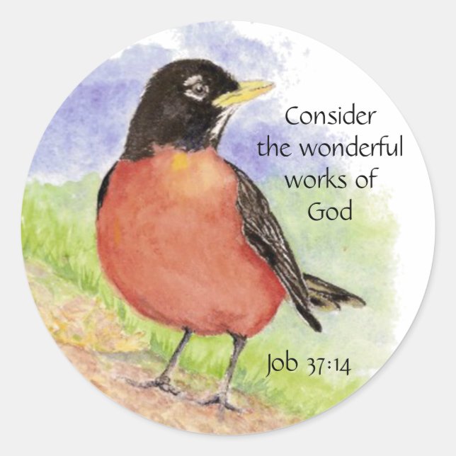 Inspiration Biokunst Wasserfarbe Robin Art Runder Aufkleber (Vorderseite)