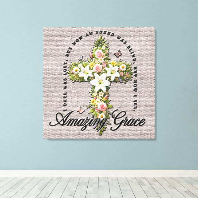 Inspiration Blume Cross Scripture/Sublimierung Leinwanddruck (Insitu (Holzboden))