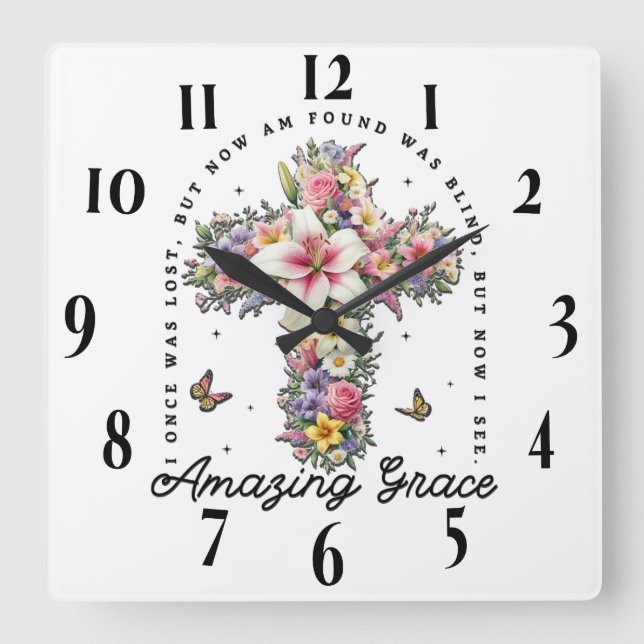 Inspiration Christlich Bibelverse Quadratische Wanduhr (Vorderseite)