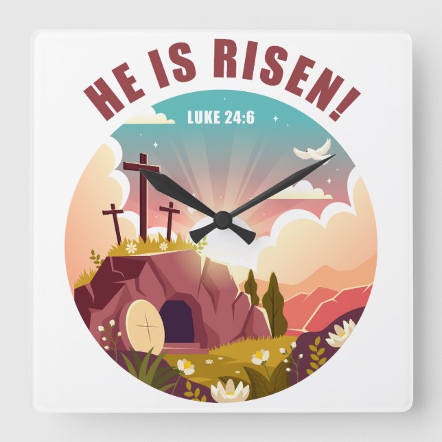 Inspiration Christlich Passover OsterJesus Quadratische Wanduhr (Vorderseite)