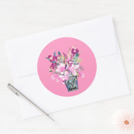 Inspiration Faith Hope Liebe Rosa Blume Bucket Runder Aufkleber