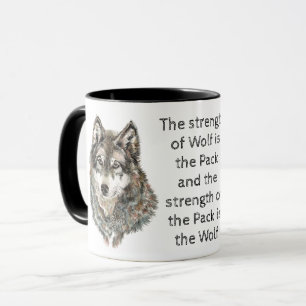 Inspiration Family Quote Wolf Aquarelltier Tasse