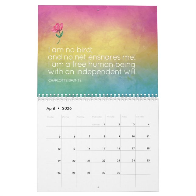 Inspiration Feminist Zitat Wasserfarben Kunst Kalender (Apr 2026)