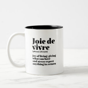 Inspiration Französisch Word Joy des Lebens Joie  Zweifarbige Tasse