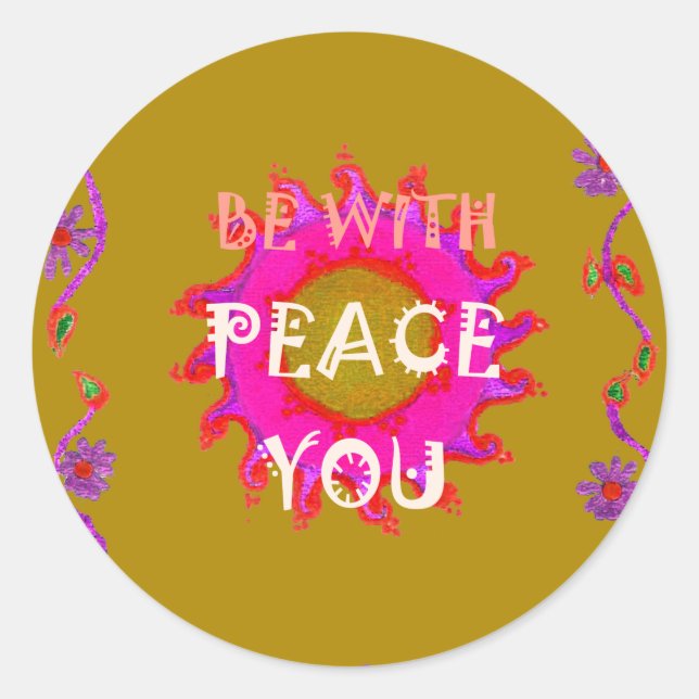 Inspiration Frieden mit Ihnen Vector Design Art Runder Aufkleber (Vorderseite)