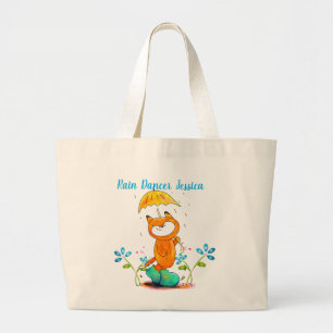 Inspiration Frühlingsfox mit Regenschirm Jumbo Stoffbeutel