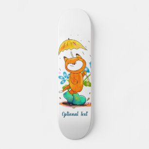Inspiration Frühlingsfox mit Regenschirm Skateboard