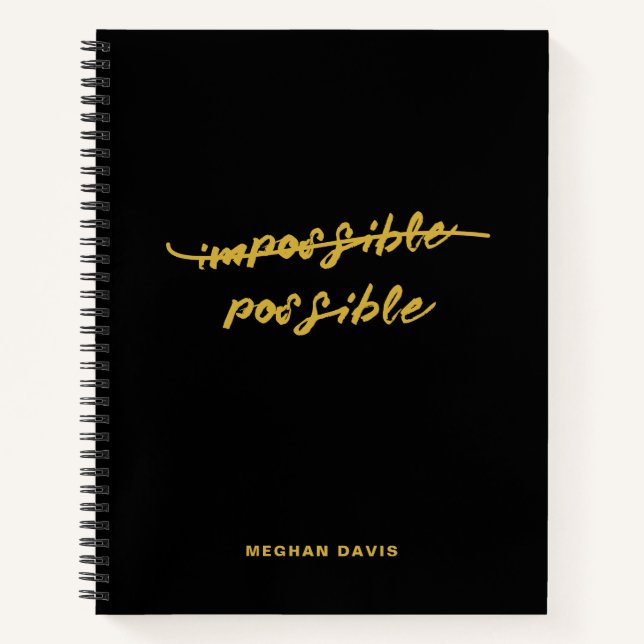 Inspiration für Gold-Script-Zitat unmöglich Notizbuch (Vorderseite)