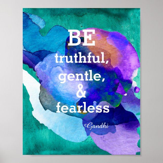 inspiration Gandhi citation poster aquarelle peint (Devant)