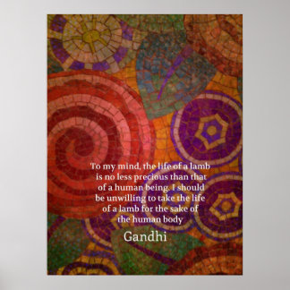 Inspiration Gandhi Tierrechte zitieren ART Poster