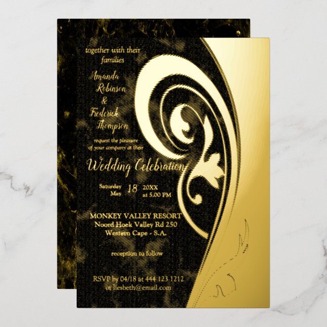 Inspiration Gold Filigree Foil Invitation (Recto/Verso)