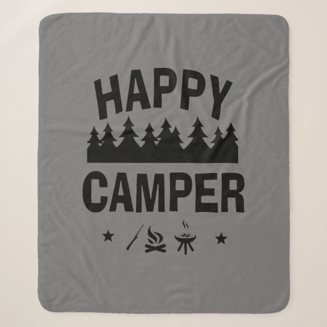 Inspiration Happy Camper Camping Quote Spaß Sherpadecke (Vorderseite)