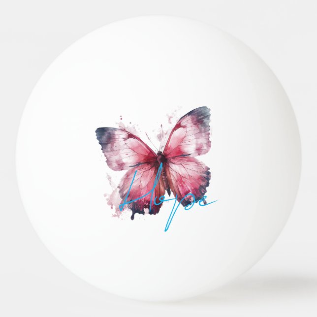 Inspiration Hope Pink Butterfly Tischtennisball (Vorderseite)