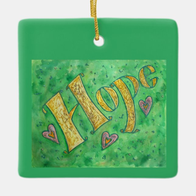 Inspiration Hope Word Art maßgeschneiderte Geschen Keramikornament (Vorderseite)