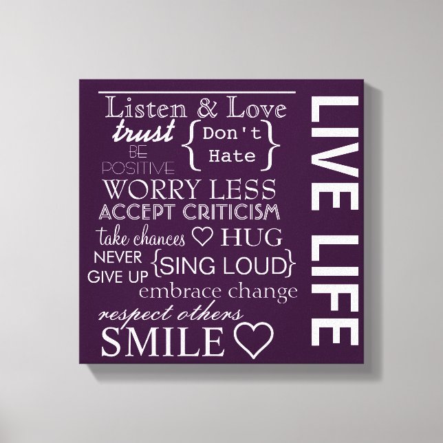 Inspiration Liebe Leben ummantelt Canvas Leinwanddruck (Vorderseite)
