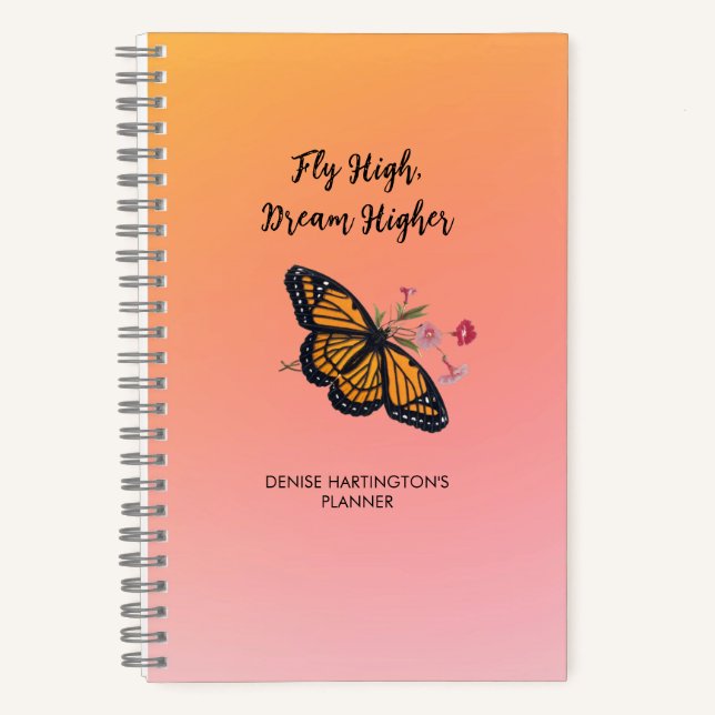 Inspiration Monarch Butterfly farbenfroh Orange Notizbuch (Vorderseite)