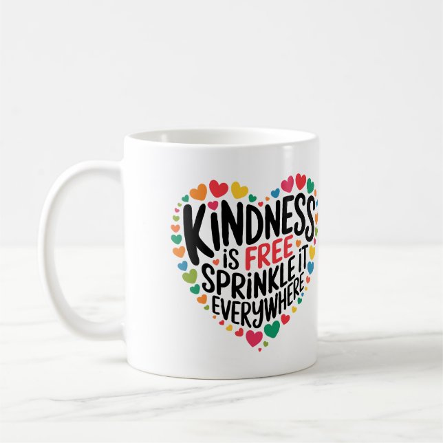 Inspiration Mug Kindness Citation Coeurs colorés (Gauche)