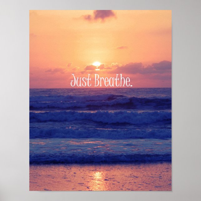 Inspiration nur atmen Ozean Sonnenuntergang Poster (Vorne)