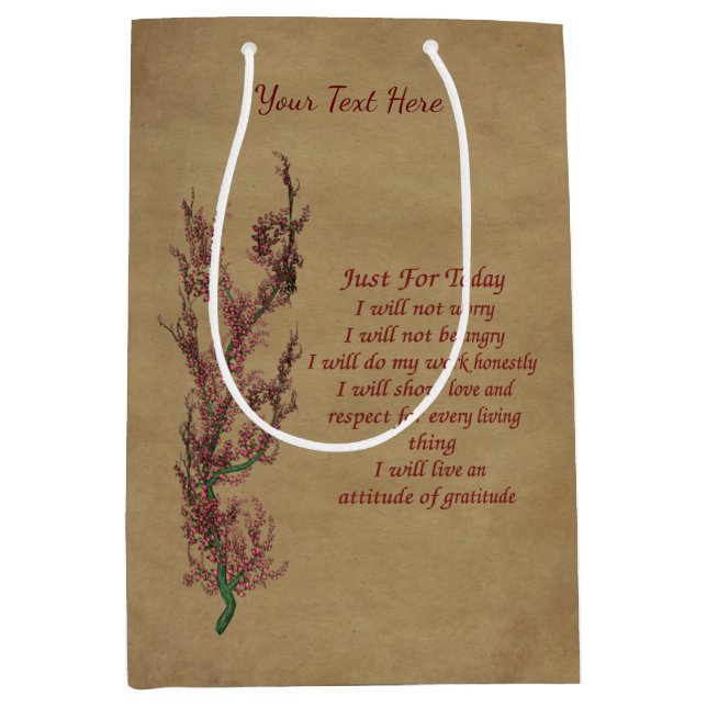 Inspiration nur für heute Personalisiert Mittlere Geschenktüte (Vorderseite)
