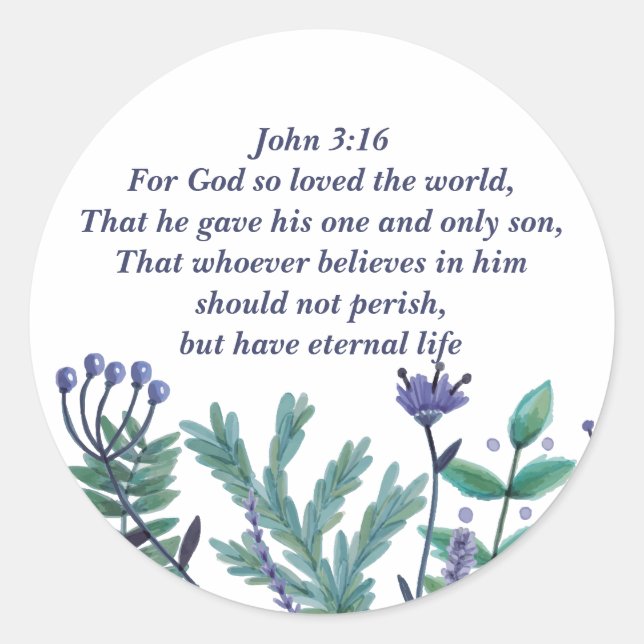 Inspiration Osterbibel Verse John 3:16 Kirche Runder Aufkleber (Vorderseite)