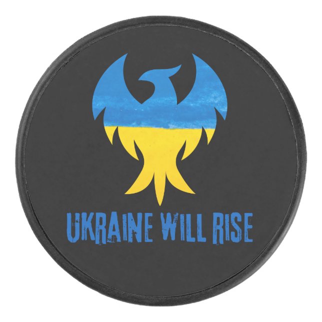 Inspiration Phoenix steigende Ukraine Farben Eishockey Puck (Vorderseite)