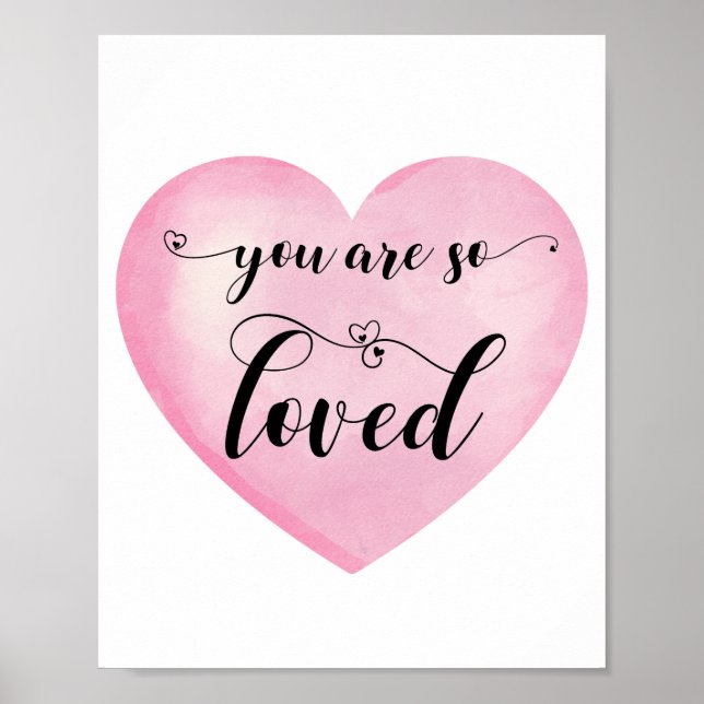 Inspiration Pink Liebe Zitat White Heart Poster (Vorne)