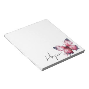 Inspiration Pink White Hope Butterfly Notizblock