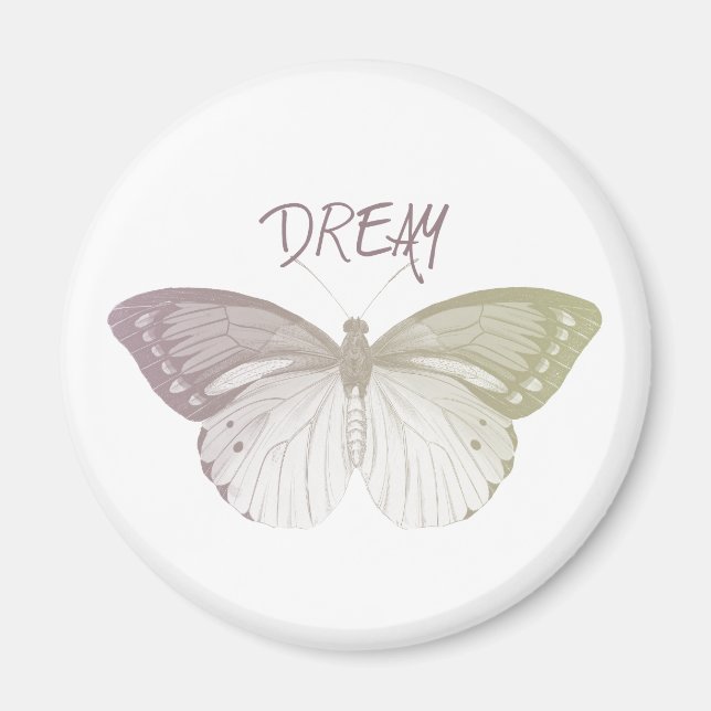 Inspiration Pink Yellow Dream Butterfly Magnet (Vorne)