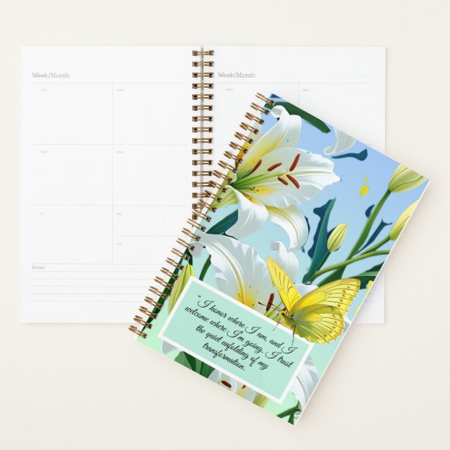 Inspiration Planner White Lily Yellow Butterfly Planer (Anzeige)