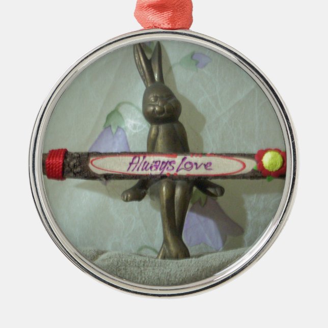 Inspiration Rabbit: Immer Liebe Zeichenkunst druck Ornament Aus Metall (Vorne)