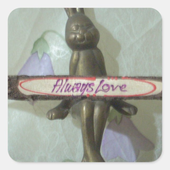Inspiration Rabbit: Immer Liebe Zeichenkunst druck Quadratischer Aufkleber (Vorderseite)
