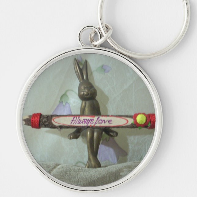 Inspiration Rabbit: Immer Liebe Zeichenkunst druck Schlüsselanhänger (Vorne)