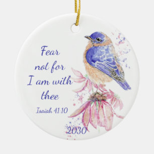 Inspiration Scripture Isaiah 40:10 Bluebird Keramik Ornament