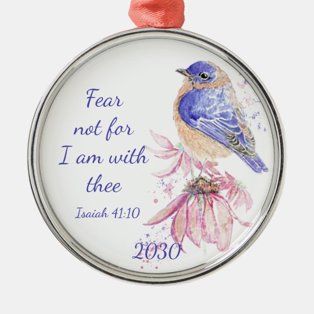 Inspiration Scripture Isaiah 40:10 Bluebird Ornament Aus Metall (Vorne)