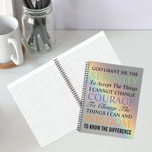 Inspiration Serenity Gebet Farbenfrohe Regenbogen Notizbuch